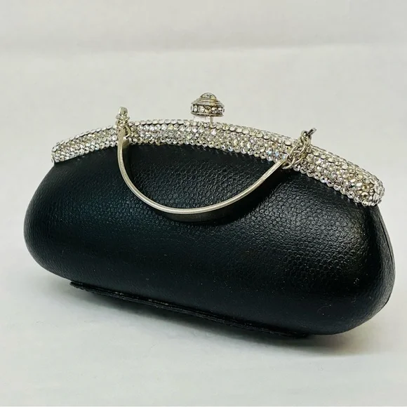 Daniella Tiny Purse W/ Rhinestones Handle & Cross-body Chain - Picture 1 of 7